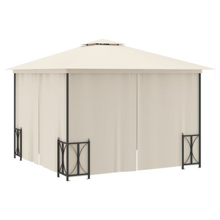 Gazebo with Sidewalls&Double Roofs 3x3 m Cream - Giant Lobelia