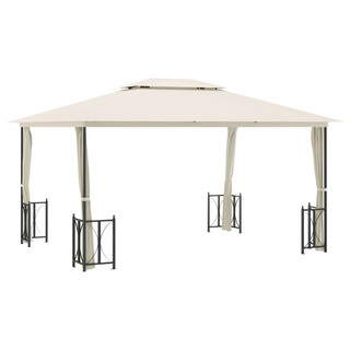 Gazebo with Sidewalls&Double Roofs 3x4 m Cream - Giant Lobelia