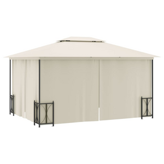 Gazebo with Sidewalls&Double Roofs 3x4 m Cream - Giant Lobelia