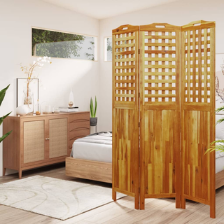 3-Panel Room Divider 121.5x2x180 cm Solid Wood Acacia - Giant Lobelia