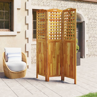 3-Panel Room Divider 121.5x2x180 cm Solid Wood Acacia - Giant Lobelia