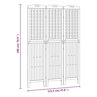 3-Panel Room Divider 121.5x2x180 cm Solid Wood Acacia - Giant Lobelia