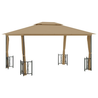 Gazebo with Sidewalls&Double Roofs 3x4 m Taupe - Giant Lobelia