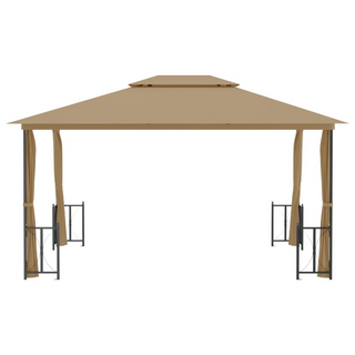 Gazebo with Sidewalls&Double Roofs 3x4 m Taupe - Giant Lobelia