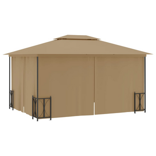 Gazebo with Sidewalls&Double Roofs 3x4 m Taupe - Giant Lobelia