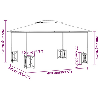 Gazebo with Sidewalls&Double Roofs 3x4 m Taupe - Giant Lobelia