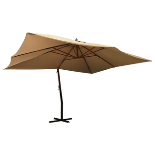 Cantilever Umbrella with Wooden Pole 400x300 cm Taupe - Giant Lobelia