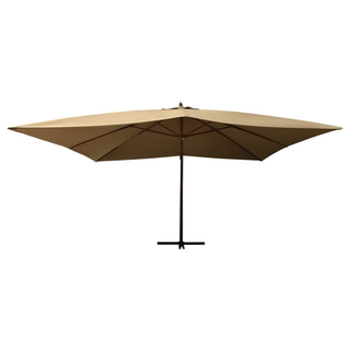 Cantilever Umbrella with Wooden Pole 400x300 cm Taupe - Giant Lobelia