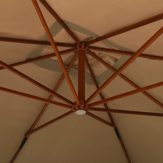 Cantilever Umbrella with Wooden Pole 400x300 cm Taupe - Giant Lobelia