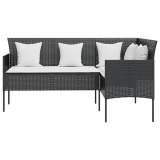 5 Piece L-shaped Couch Sofa Set with Cushions Poly Rattan Black - Giant Lobelia