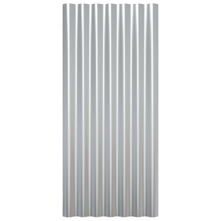 vidaXL Roof Panels 12 pcs Powder-coated Steel Silver 80x36 cm - Giant Lobelia