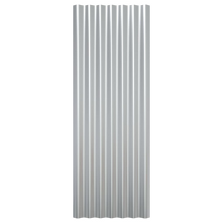 vidaXL Roof Panels 12 pcs Powder-coated Steel Silver 100x36 cm - Giant Lobelia