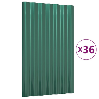 vidaXL Roof Panels 36 pcs Powder-coated Steel Green 60x36 cm - Giant Lobelia