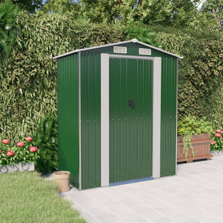 vidaXL Garden Shed Green 192x108x223 cm Galvanised Steel - Giant Lobelia