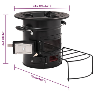 Camping Wood Stove Black 50x33.5x30.5 cm Steel - Giant Lobelia