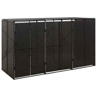 Triple Wheelie Bin Shed Black 207x80x117 cm Poly Rattan - Giant Lobelia