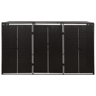 Triple Wheelie Bin Shed Black 207x80x117 cm Poly Rattan - Giant Lobelia