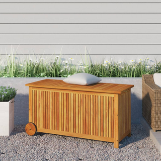 vidaXL Garden Storage Box with Wheels 113x50x58 cm Solid Wood Acacia - Giant Lobelia