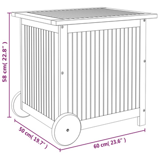 vidaXL Garden Storage Box with Wheels 60x50x58 cm Solid Wood Acacia - Giant Lobelia