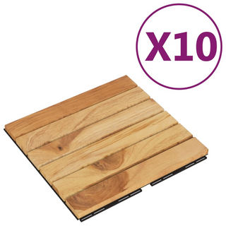 vidaXL Decking Tiles 10 pcs 30x30 cm Solid Wood Teak Vertical Pattern - Giant Lobelia