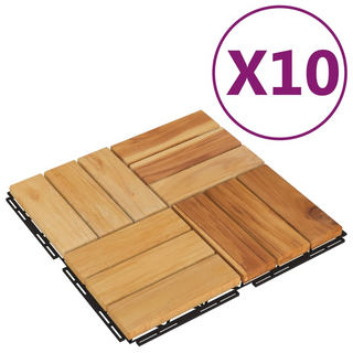 vidaXL Decking Tiles 10 pcs 30x30 cm Solid Wood Teak - Giant Lobelia