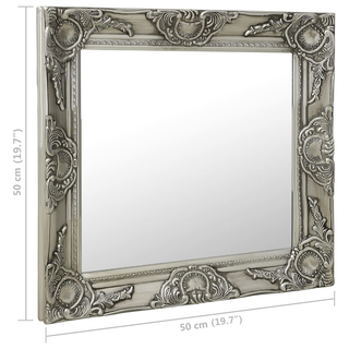 vidaXL Wall Mirror Baroque Style 50x50 cm Silver - Giant Lobelia