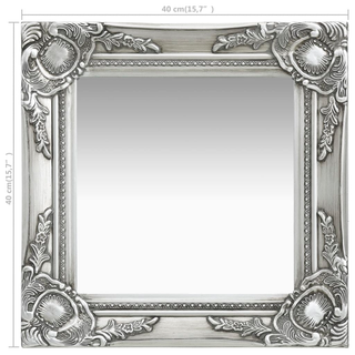 vidaXL Wall Mirror Baroque Style 40x40 cm Silver - Giant Lobelia