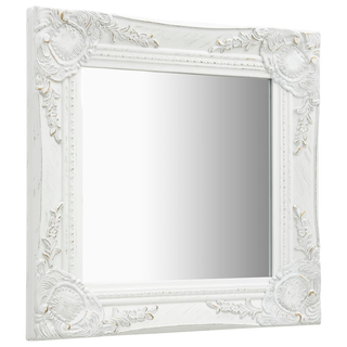 vidaXL Wall Mirror Baroque Style 40x40 cm White - Giant Lobelia