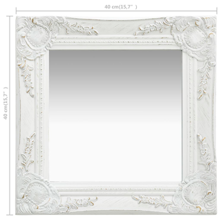 vidaXL Wall Mirror Baroque Style 40x40 cm White - Giant Lobelia