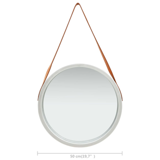 vidaXL Wall Mirror with Strap 50 cm Silver - Giant Lobelia