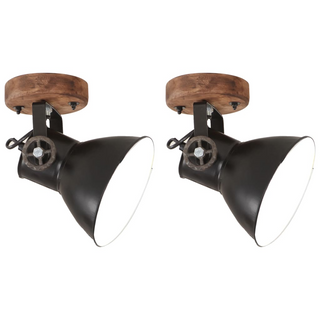 vidaXL Industrial Wall/Ceiling Lamps 2 pcs Black 20x25 cm E27 - Giant Lobelia