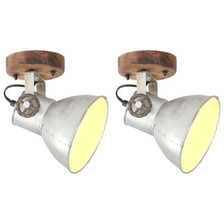 vidaXL Industrial Wall/Ceiling Lamps 2 pcs Silver 20x25 cm E27 - Giant Lobelia