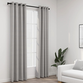 vidaXL Linen-Look Blackout Curtains with Grommets 2pcs Grey 140x245cm - Giant Lobelia