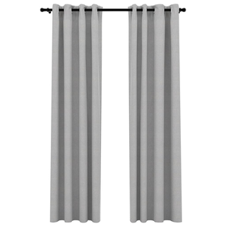 vidaXL Linen-Look Blackout Curtains with Grommets 2pcs Grey 140x245cm - Giant Lobelia