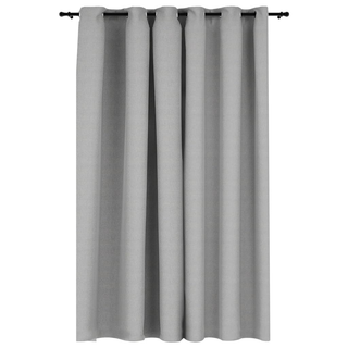 vidaXL Linen-Look Blackout Curtains with Grommets Grey 290x245cm - Giant Lobelia