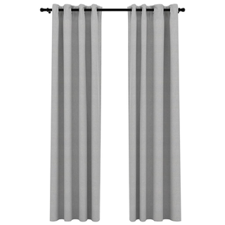 vidaXL Linen-Look Blackout Curtains with Grommets 2pcs Grey 140x225cm - Giant Lobelia