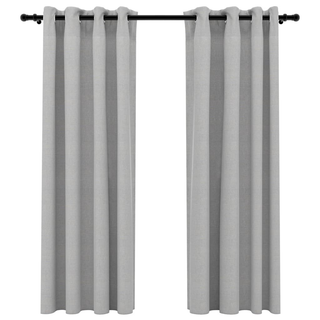 vidaXL Linen-Look Blackout Curtains with Grommets 2pcs Grey 140x175cm - Giant Lobelia