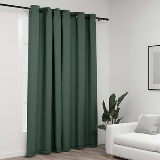 vidaXL Linen-Look Blackout Curtains with Grommets Green 290x245cm - Giant Lobelia