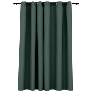 vidaXL Linen-Look Blackout Curtains with Grommets Green 290x245cm - Giant Lobelia