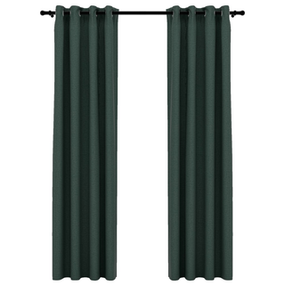 vidaXL Linen-Look Blackout Curtains with Grommets 2pcs Green 140x225cm - Giant Lobelia