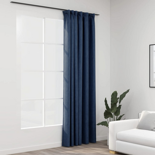 vidaXL Linen-Look Blackout Curtains with Hooks Blue 290x245 cm - Giant Lobelia