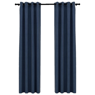 vidaXL Linen-Look Blackout Curtains with Grommets 2 pcs Blue 140x245cm - Giant Lobelia