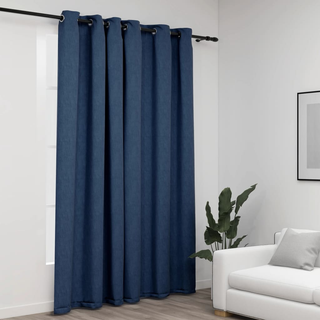 vidaXL Linen-Look Blackout Curtains with Grommets Blue 290x245cm - Giant Lobelia