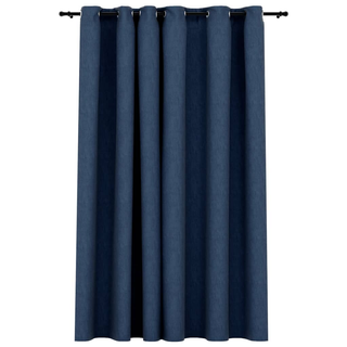 vidaXL Linen-Look Blackout Curtains with Grommets Blue 290x245cm - Giant Lobelia