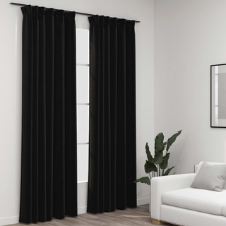 vidaXL Linen-Look Blackout Curtains with Hooks 2 pcs Anthracite 140x245 cm - Giant Lobelia