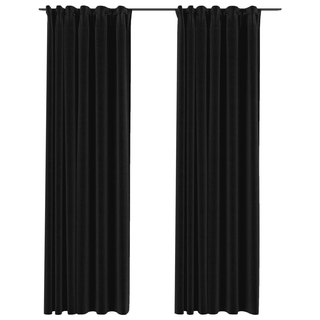 vidaXL Linen-Look Blackout Curtains with Hooks 2 pcs Anthracite 140x245 cm - Giant Lobelia