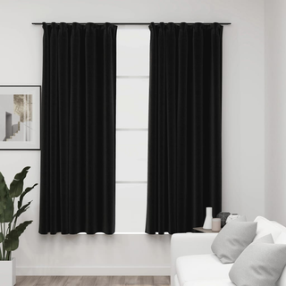 vidaXL Linen-Look Blackout Curtains with Hooks 2 pcs Anthracite 140x175 cm - Giant Lobelia