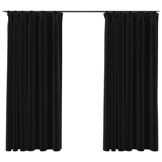 vidaXL Linen-Look Blackout Curtains with Hooks 2 pcs Anthracite 140x175 cm - Giant Lobelia