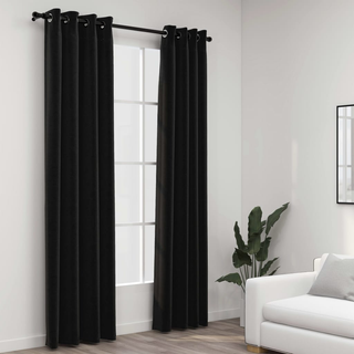 vidaXL Linen-Look Blackout Curtains 2 pcs Anthracite 140x245cm - Giant Lobelia