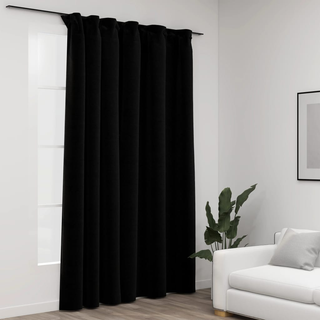 vidaXL Linen-Look Blackout Curtains with Hooks Black 290x245 cm - Giant Lobelia